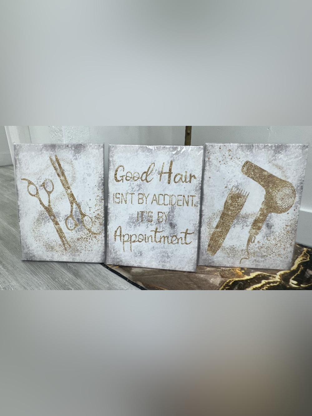 Gold Lettered 'Good Hair' Wall Art Sign - Home Accents